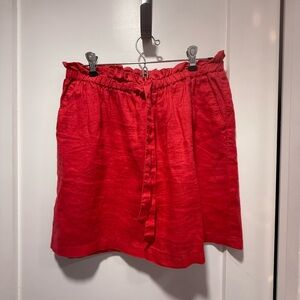 Pink Ruffle Waist Linen Skirt